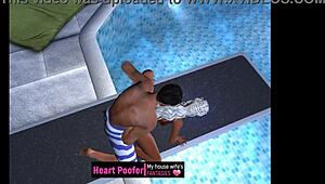 Cartoon Sex on Public Pool Jumping Board