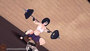 Mikasa and Eren train with intense cowgirl and doggystyle in Shingeki no Kyojin