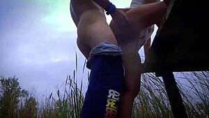 big ass milf gets pov fucked outdoors for creampie