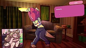 Two Chicks Engage in Furry Strip Poker with Clothes Ripped