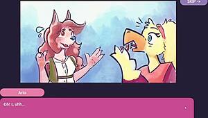 Two Chicks Engage in Furry Strip Poker with Clothes Ripped