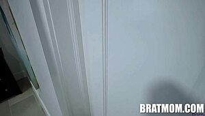 Petite MILF stepmom gives blowjob to keep secrets