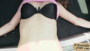 sweet teen 18+ anita b getting tiny pussy drilled outdoors