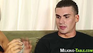 Juggs masseuse face sperm all over her melons.