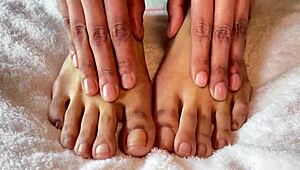 Polish pornstar shows off clear nails and bare feet fetish