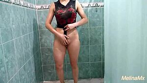 Hey, you gotta see this sexy Latina working herself in the shower, so hot!