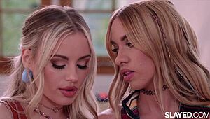 slayed boho blondes khloe & anna, licking toes and pussy?