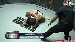 skinny ebony babe fucks hard in the boxing ring!