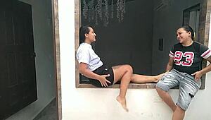 Latina Amateurs Lick Clits in Hotel Room