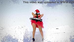 Christmas helper in stockings and lingerie gets kinky retro vintage sex with curvy secretary.