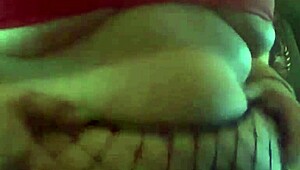 Chubby teen in fishnets playing with belly 😍