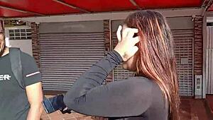 latina amateur bent over for hardcore doggystyle on way to university