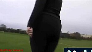 Mature Milf Struts Big Ass in Tight Leggings at Park