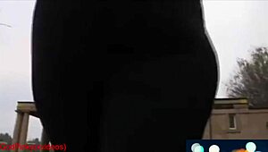 Mature Milf Struts Big Ass in Tight Leggings at Park