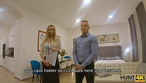 Wild girl in stockings fools around for contract