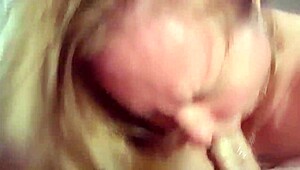 Afternoon blowjob on big monster cock leads to deep throat swallow and cum