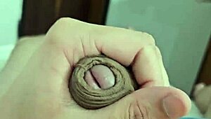 Damn, check this juicy Brazilian twink with a dripping wet cock