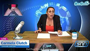 Hot Milf's Huge Boobs Shake Wild on Live News