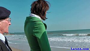 british milf in stockings gets spitroasted by older guys with messy facial