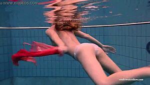 Firm Big Tits In Red Dress Underwater!