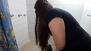 Wife with brother-in-law in bathroom during chores