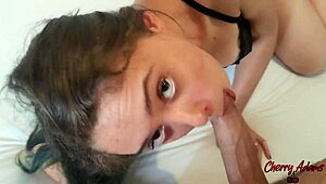 sucking his cock and giving my pussy until squirt on his dick - real couple - cherry adams