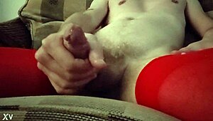 Dana Devine looks hot as a crossdresser in red tights 😍