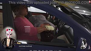 Hey, Lady Boss Sucking Cock in Parking Lot Scene