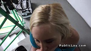 Guy boldly picks up blonde for intense pov fucking in public