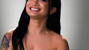 Small-titted Asian milf Avery Black masturbates wildly after steamy sex interview