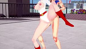 power girl gets fucked by two supermen in this fantasy scene