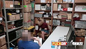 beautiful skinny blonde teen rides huge cock at work in office setting.