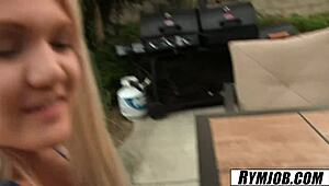 Rymjob First Timer Ashlee Mae Licks Ass Outdoors with Passion