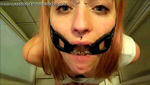Pervypixie Gagged Hard While Drinking Piss in POV