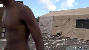 watching army guys masturbate in fatigues, then hot men fuck on couch