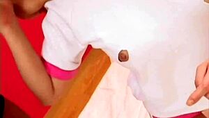 i'm a petite asian teen 18+ gettin my pussy banged hard by this guy, feelin so good with my small tits out and nipples hard