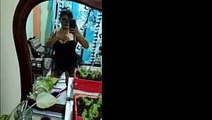 old woman looks sexy on halloween dressed as dracula showing natural tits