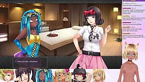 Vtuber lewdneko explores lesbian group play in huniepop 2 double date lingerie scene part 6