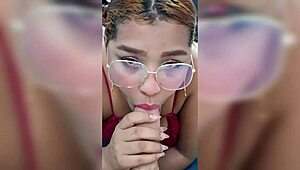 Mexican brunette fucking her tall white neighbor with a big cock