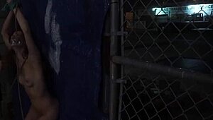 First Time Rough Outdoor Public Paddling for Bound Slave Teen