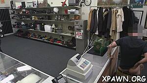 Big dude roughly pushes large rod into amateur's wet pussy