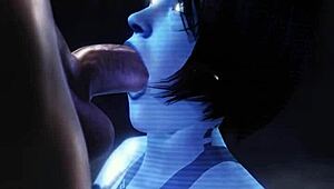 Cortana Gives Intense Blowjob In Hentai