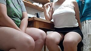 neighbour wanted to lick us for the first time with diry talk in the kitchen - girls fly orgazm