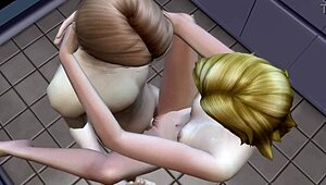 in the sims anime world, a young 18+ man fucks his alien boss in 3d hentai cartoon style