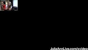 Cougar Julia Ann gets her hairy beaver licked to orgasm.