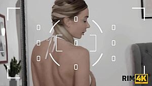 Watch this young blonde hottie strip naked for pussy nailing and rimjob?