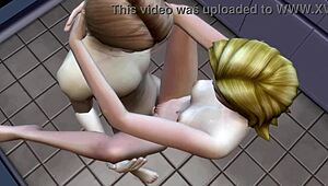 in the sims anime world, a young 18+ man fucks his alien boss in 3d hentai cartoon style