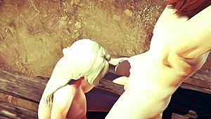 Naruto hentai threesome with tsunade blowjob and creampie in mouth