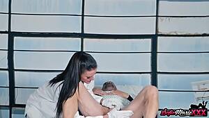 Wow, deviant cougar doc Sofie Marie works that patient’s cock with a hot handjob! 😍