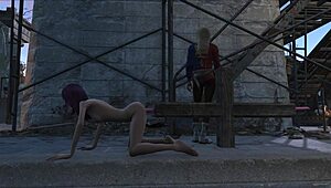 holly plays with dildo in fallout 4 outdoors